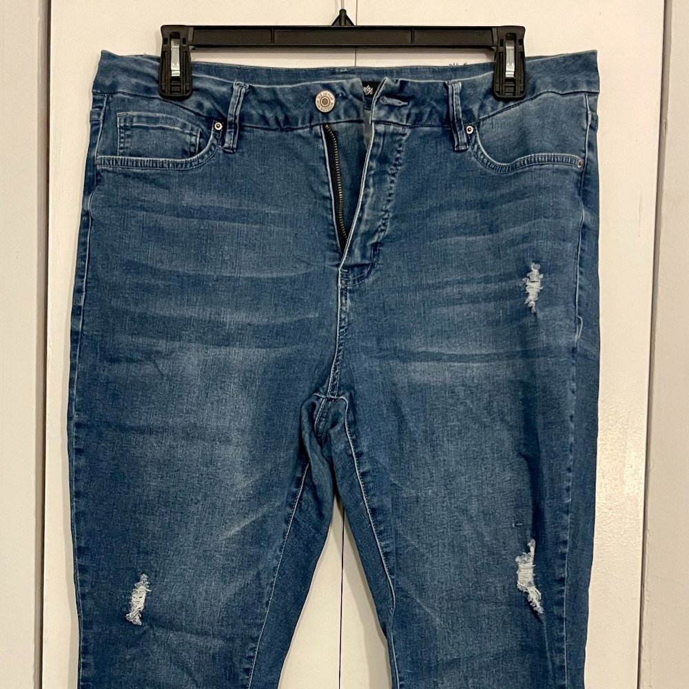 Royalty Curvy Fit Medium Wash Stretch Ripped Skinny Jeans